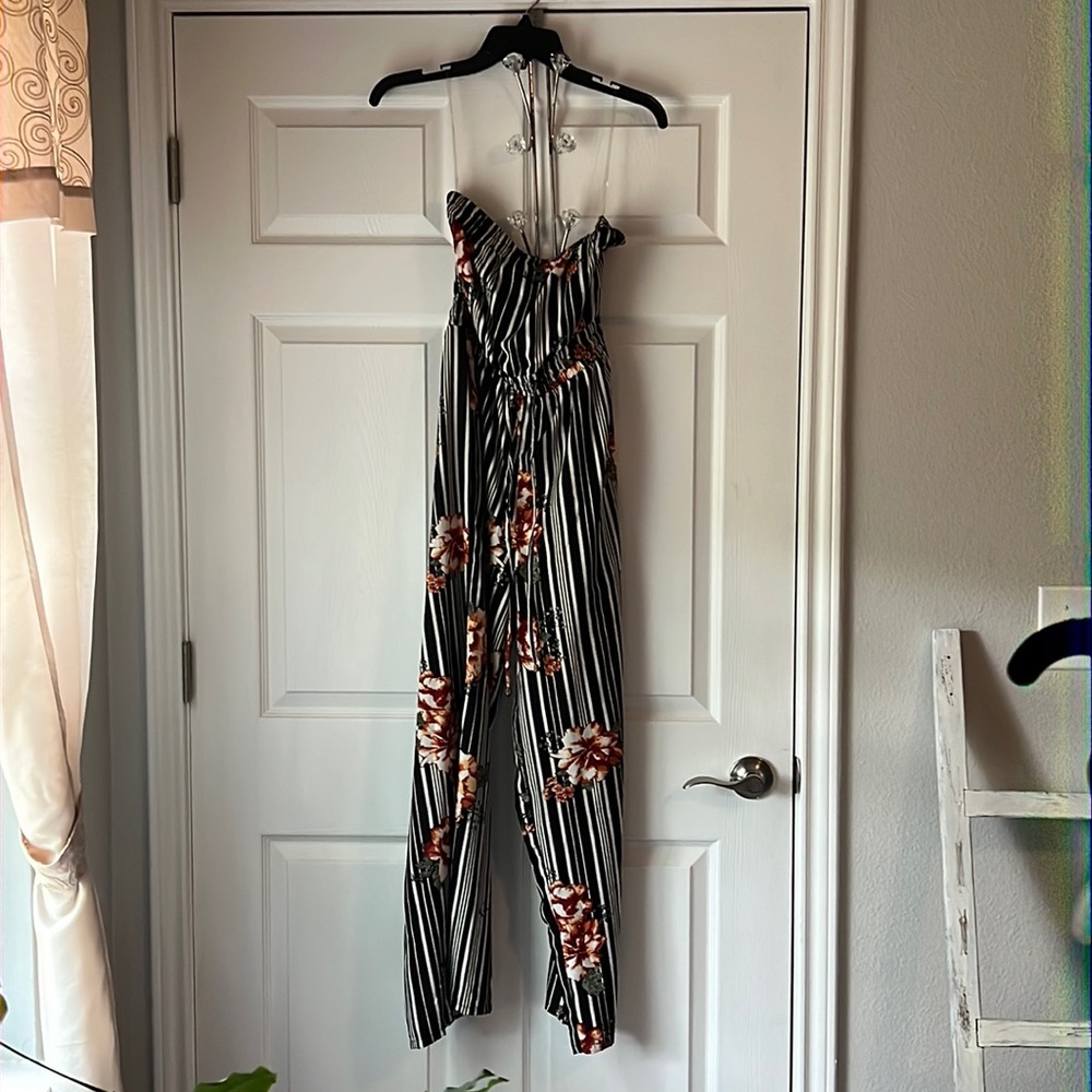 Medium black and white with floral print